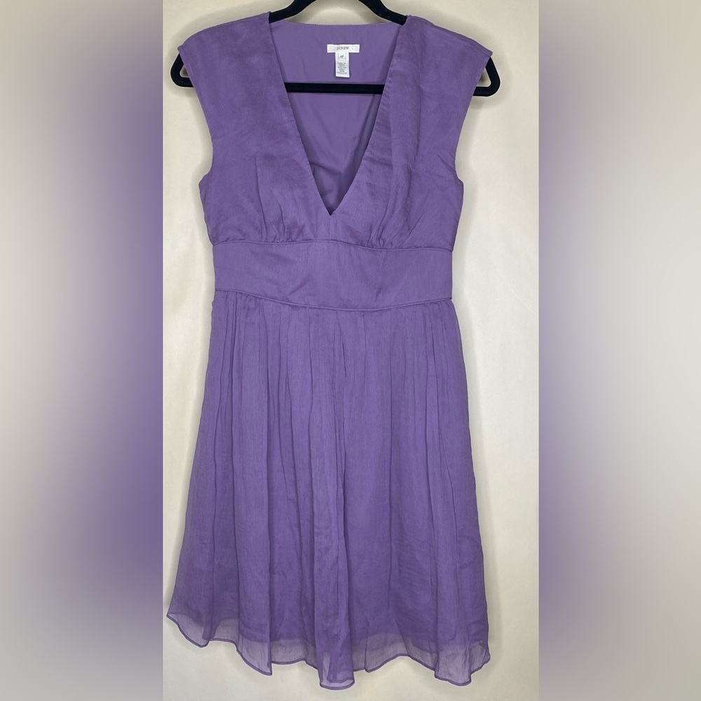 J. Crew Silk Lavender Sleeveless V-Neck Dress Sz 4p